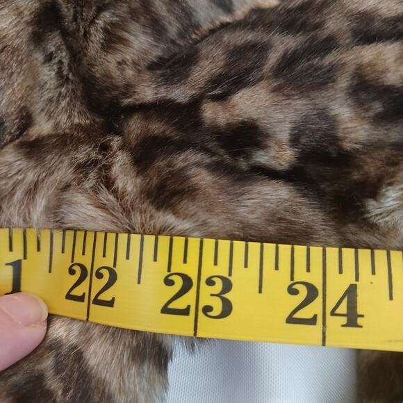 Vintage Large Dennis Basso Dark Brown Faux Fur Cheetah Coat Midi Mob Wife Aspen - Picture 7 of 8